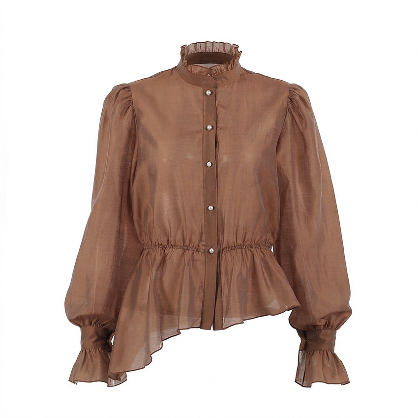 Elegantes Langarm-Top mit Taillengürtel – Ansicht 5