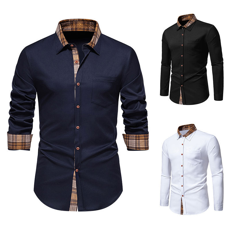 Herren Langarmhemd mit Kontrastnaht und Karomuster | LuxeStyle