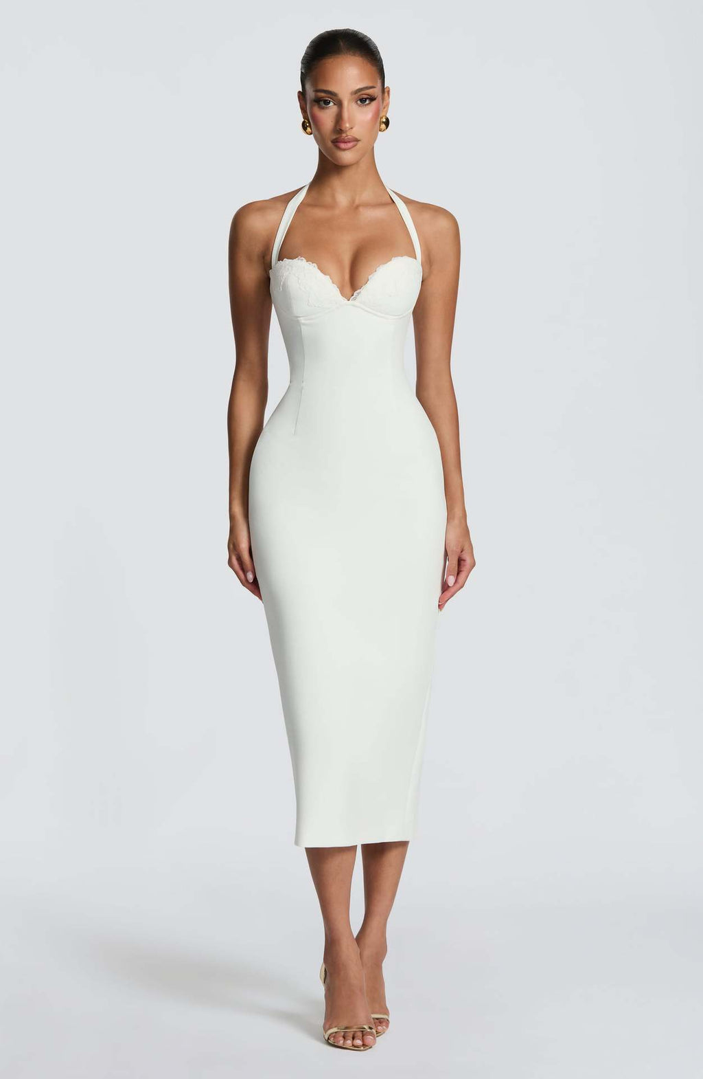 Neckholder-Kleid mit Spitze