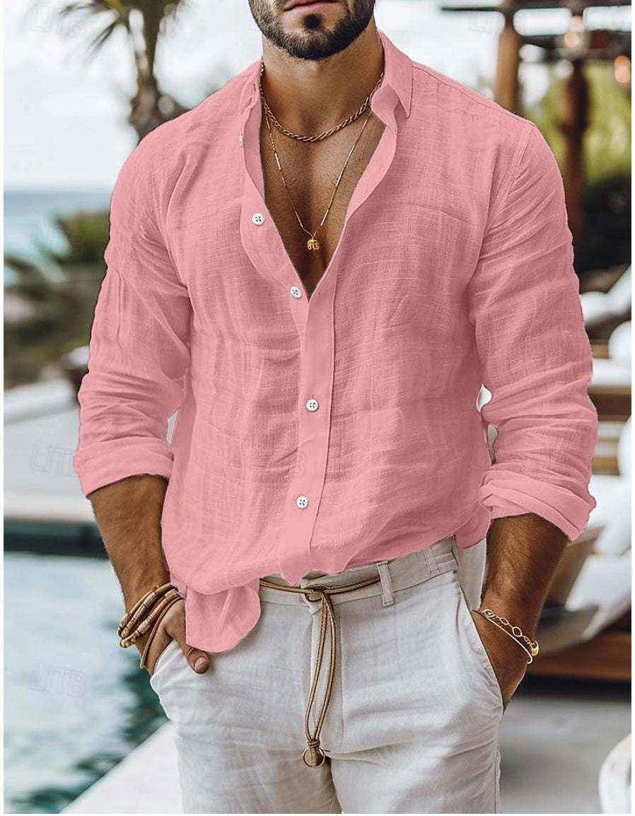 Herren Hemd Atmungsaktiv Langarm Einfarbig – Bild 18 | LuxeStyle