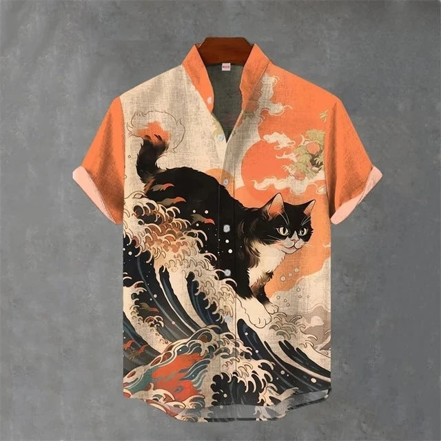 Herren Hemd mit Animal-Print und kurzen Ärmeln