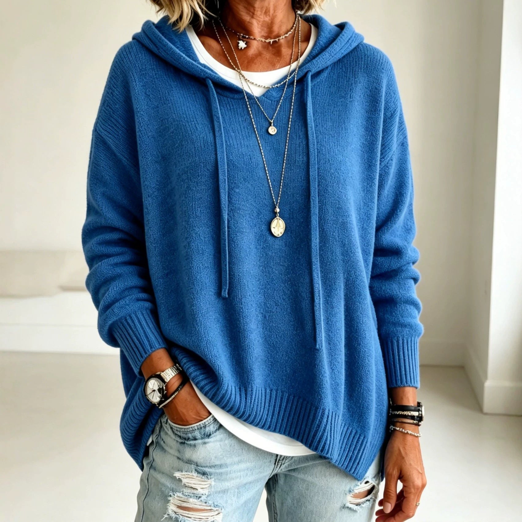 Langer Pullover mit lockerer Passform
