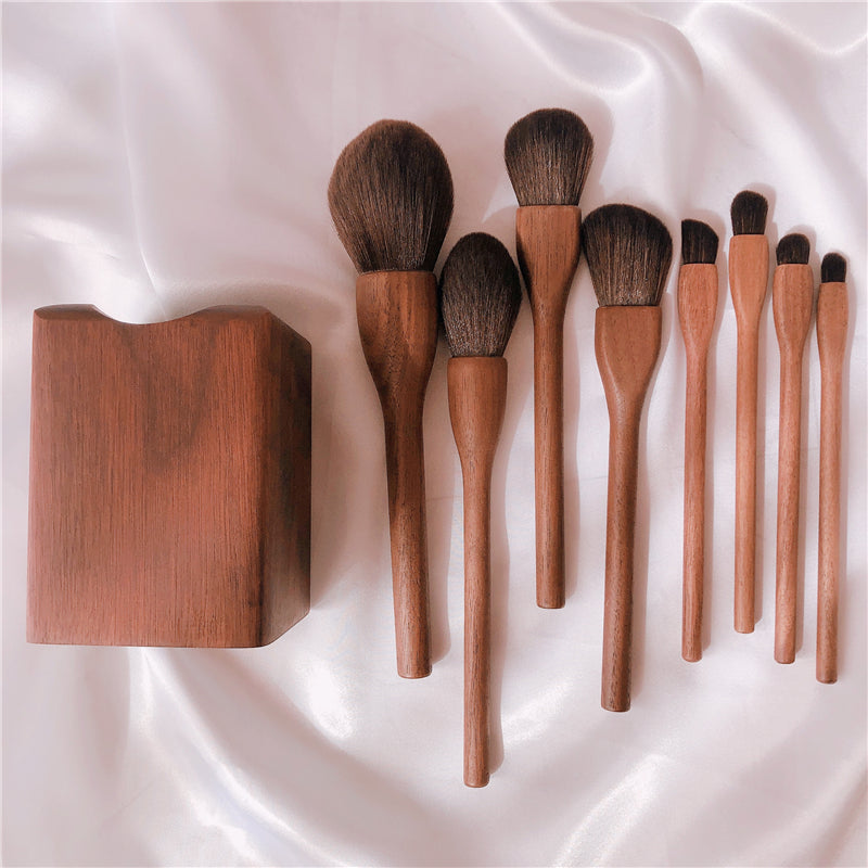 Make-up Pinselset mit Echtholzgriff