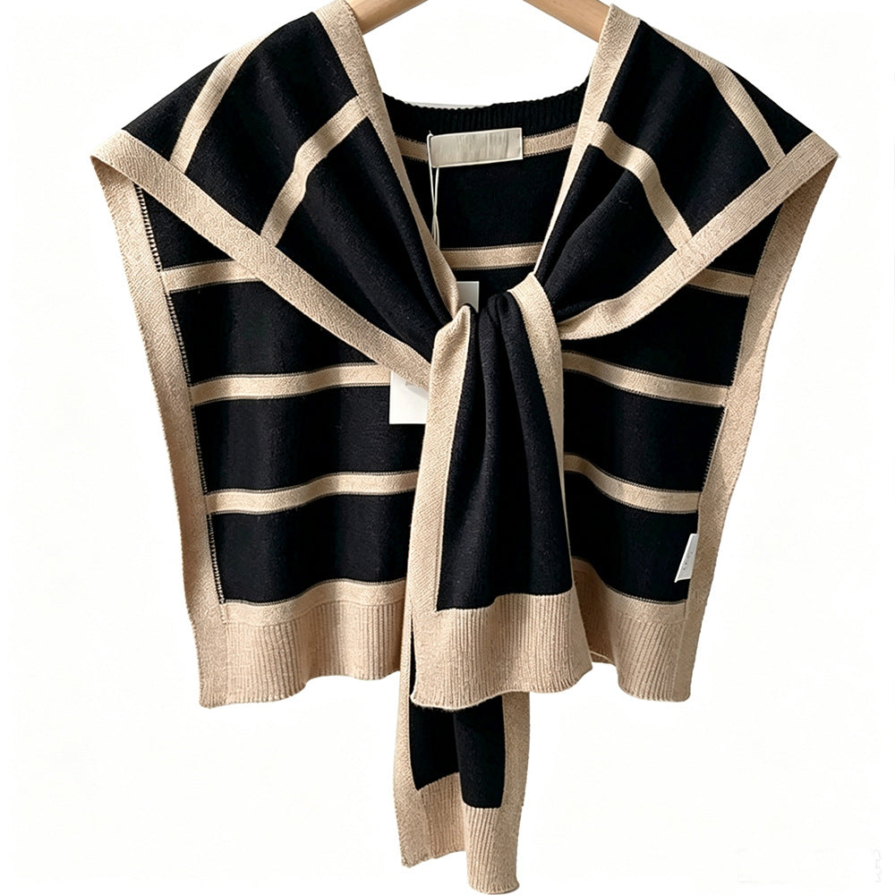 Gestreifter Strickmantel in Bronze | LuxeStyle