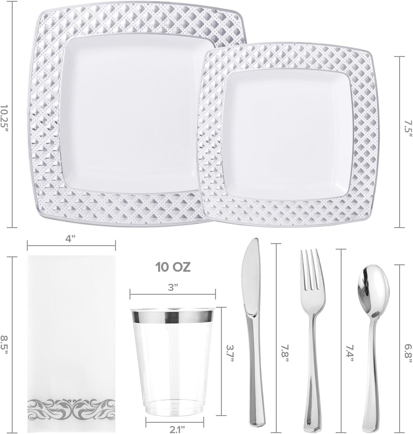 Quadratisches Geschirr-Set mit Goldrand