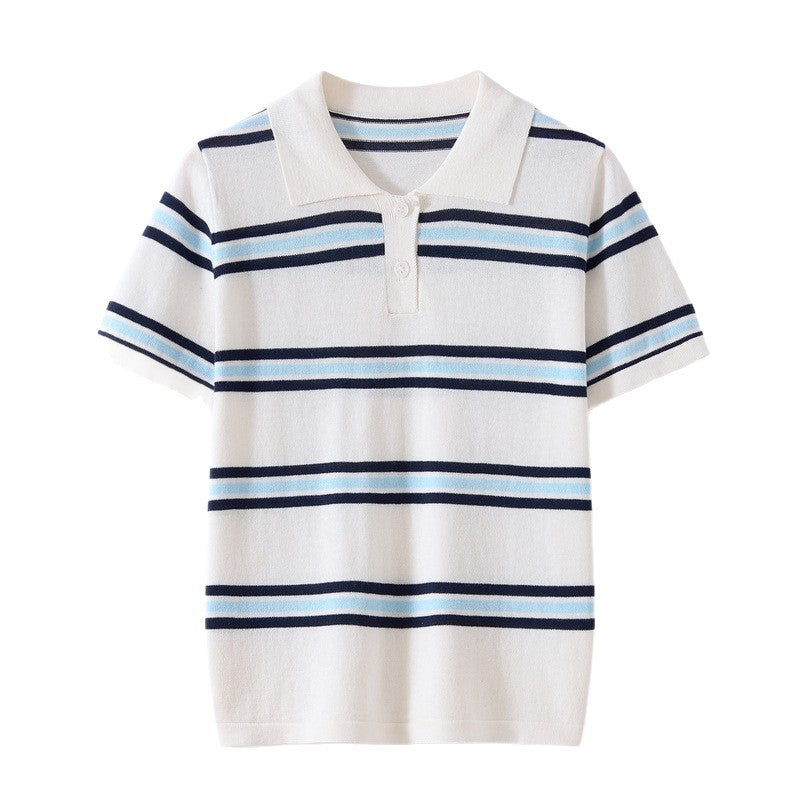 Retro Polo-Shirt mit Farbblock-Streifen