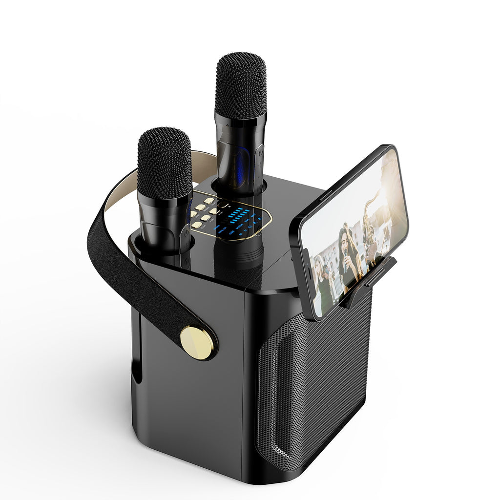 Bluetooth-Lautsprecher mit 2 Mikrofonen für Outdoor-Karaoke