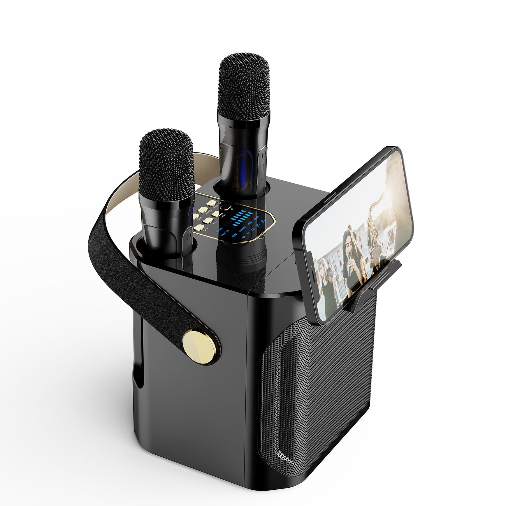Bluetooth-Lautsprecher mit 2 Mikrofonen für Outdoor-Karaoke
