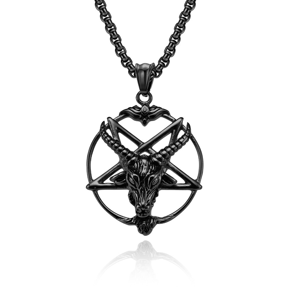 Satan Ziegenkopf Pentagramm Anhänger Halskette