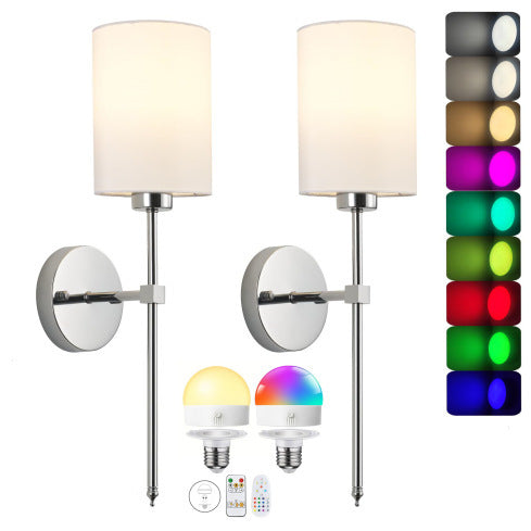 Zylindrische RGB Wandleuchte mit Stoffschirm – Bild 12 | LuxeStyle