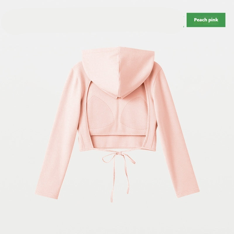 Cropped Hoodie mit integrierten Brustpolstern