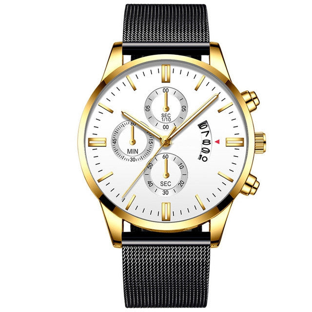 Herren Business Quarzuhr mit Edelstahl-Armband