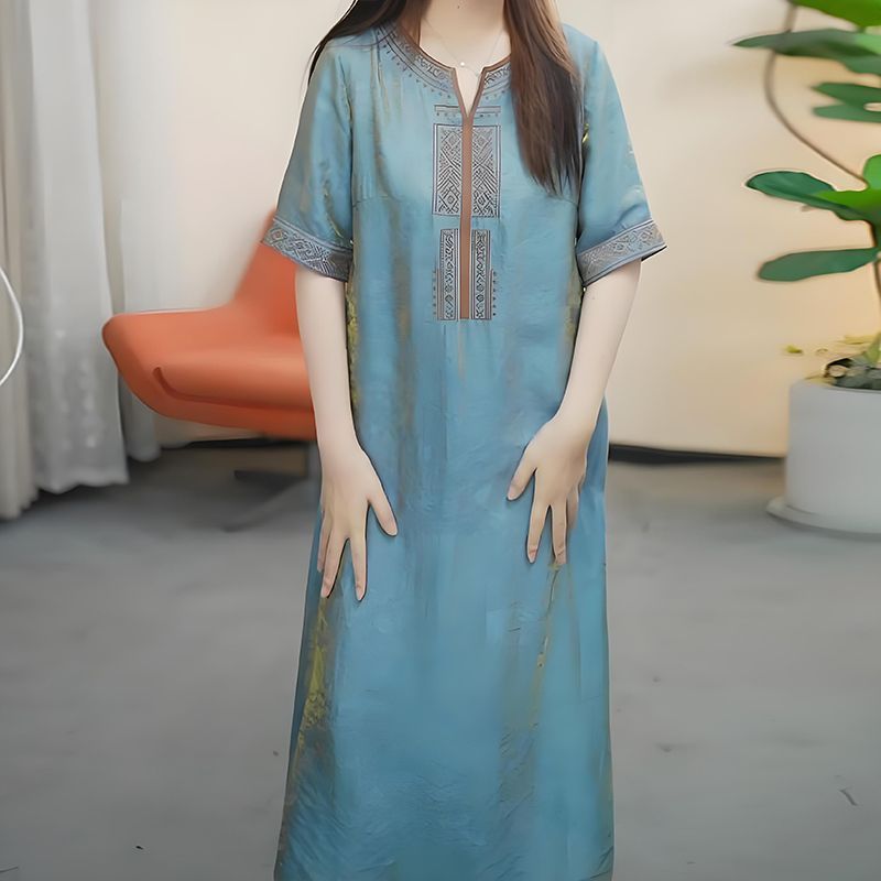 Vintage V-Ausschnitt Kleid im China-Stil
