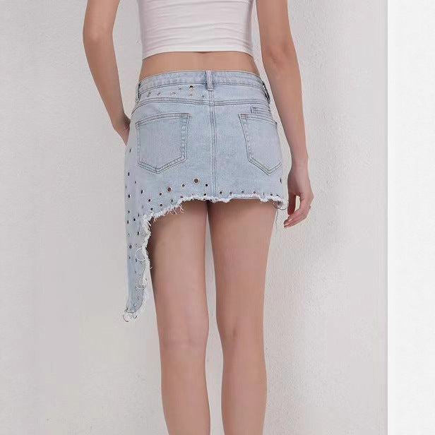 Denim Minirock mit asymmetrischem Saum