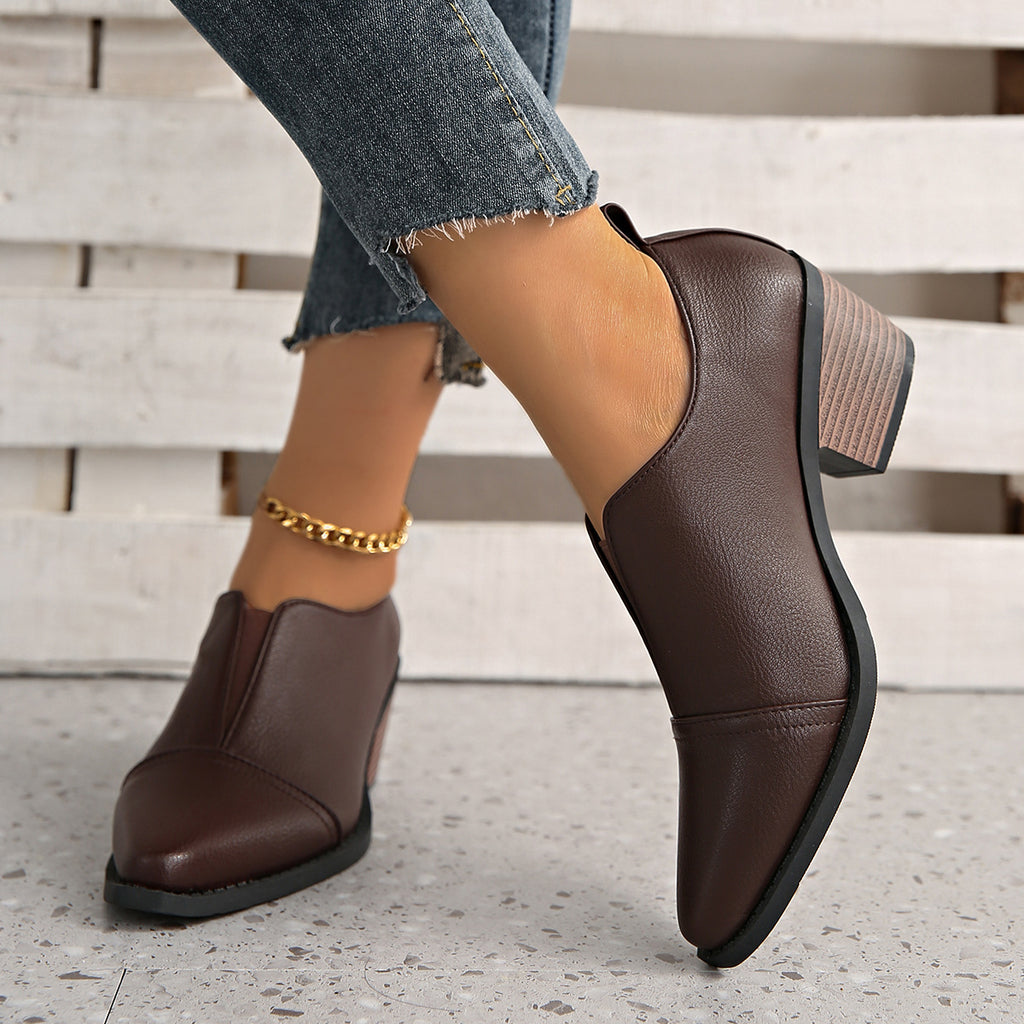 Frühling-Herbst-Pumps mit Spitzspitze und Blockabsatz