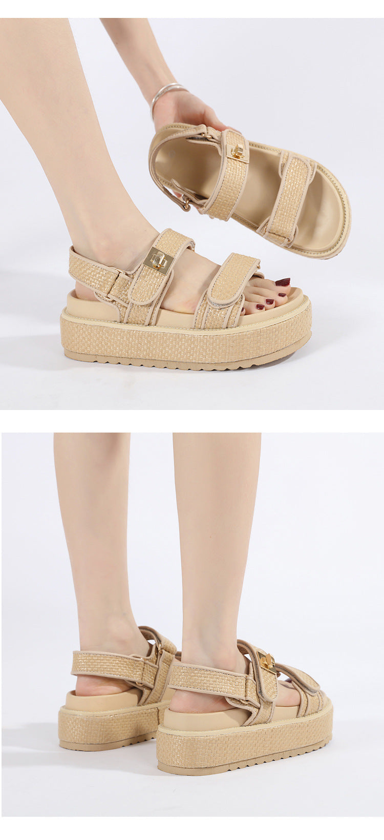 Geflochtene offene Sandalen für Damen – Bild 8 | LuxeStyle