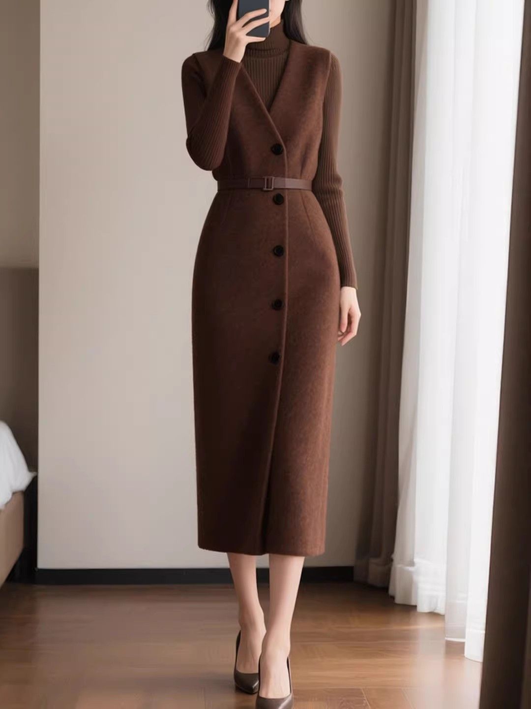Figurbetonendes Camisole-Kleid im Zweiteiler-Set