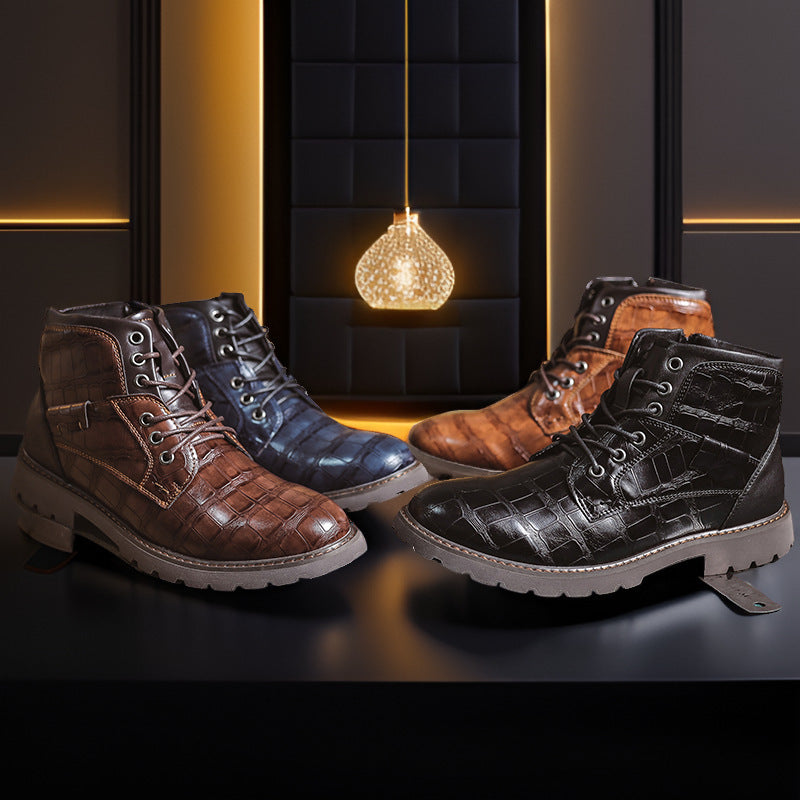 Retro Casual Outdoor Lederstiefel mit Reissverschluss