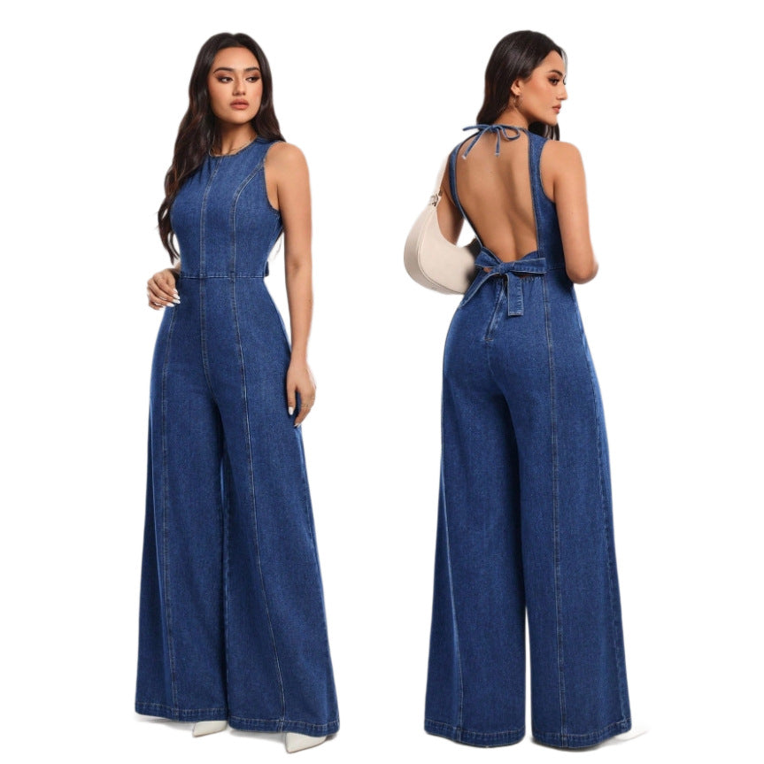 Denim Overall mit weitem Bein
