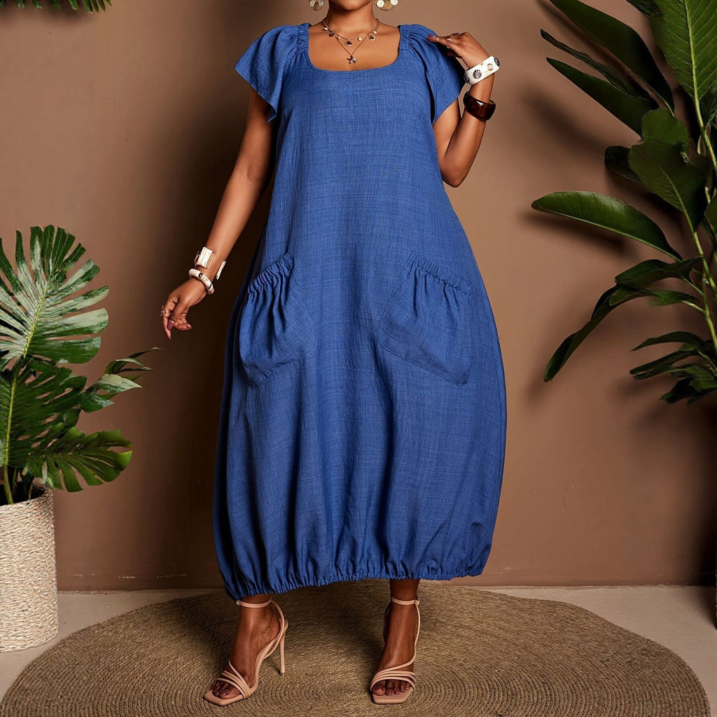 Midi-Kleid mit quadratischem Ausschnitt