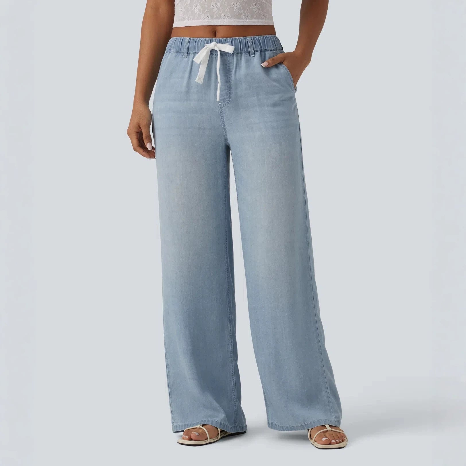 Denim Hose mit weitem Bein