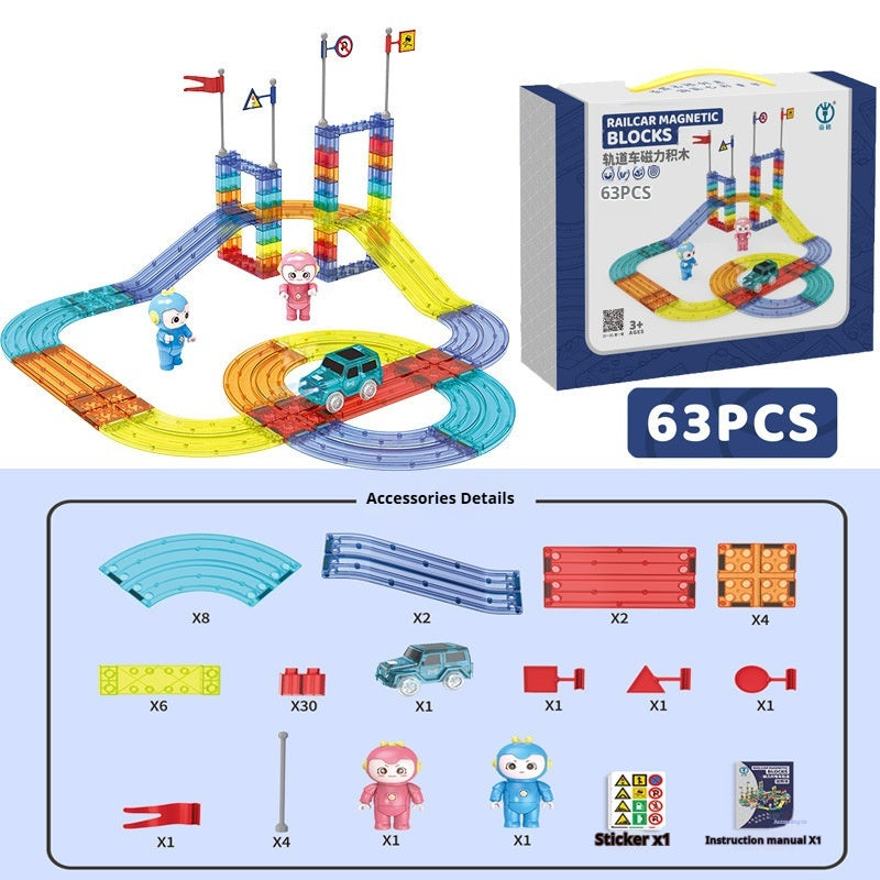 Magnetische Bausteine: Zugstrecken-Puzzle