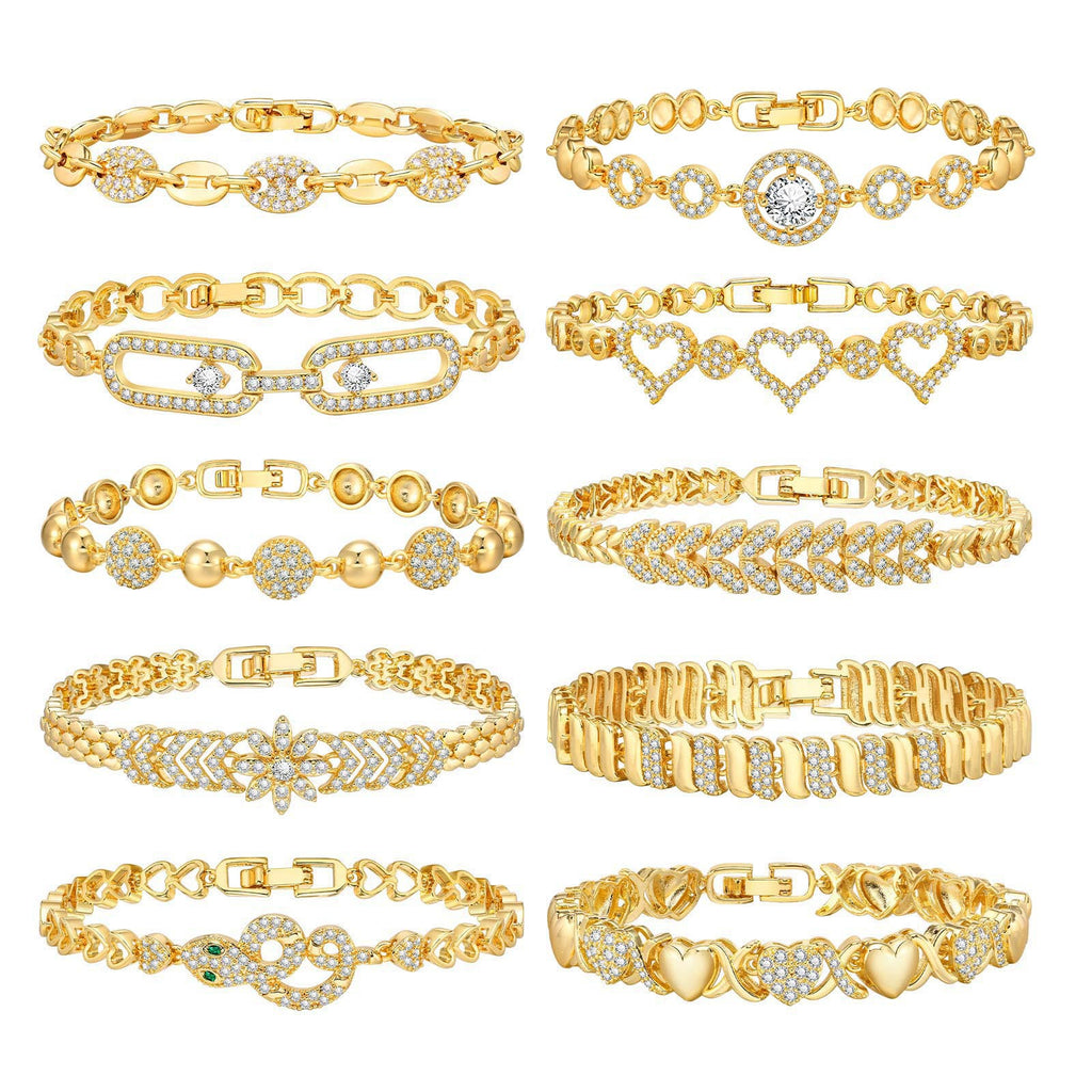 Zirkon Armband mit Blumen- und Herz-Designs