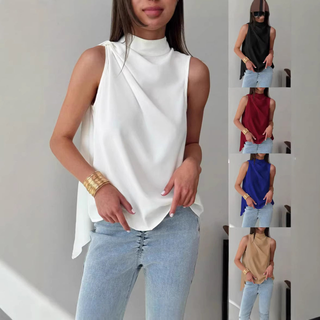 Ärmelloses Rollkragen-Shirt mit Band