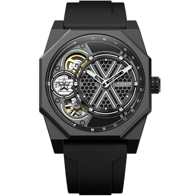 Tonneau Skelett Quarz Armbanduhr