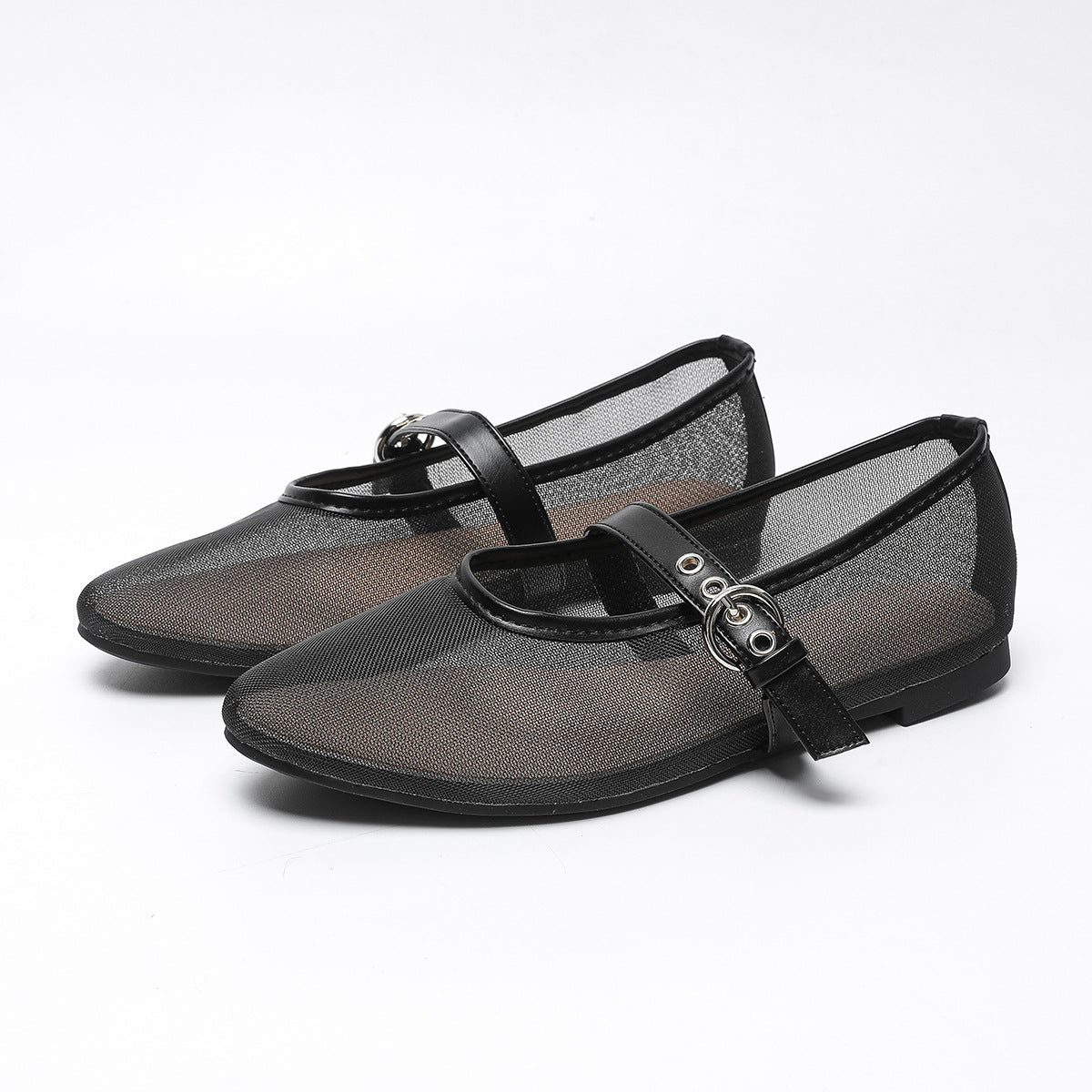 Leopard-Print Mesh Ballerinas