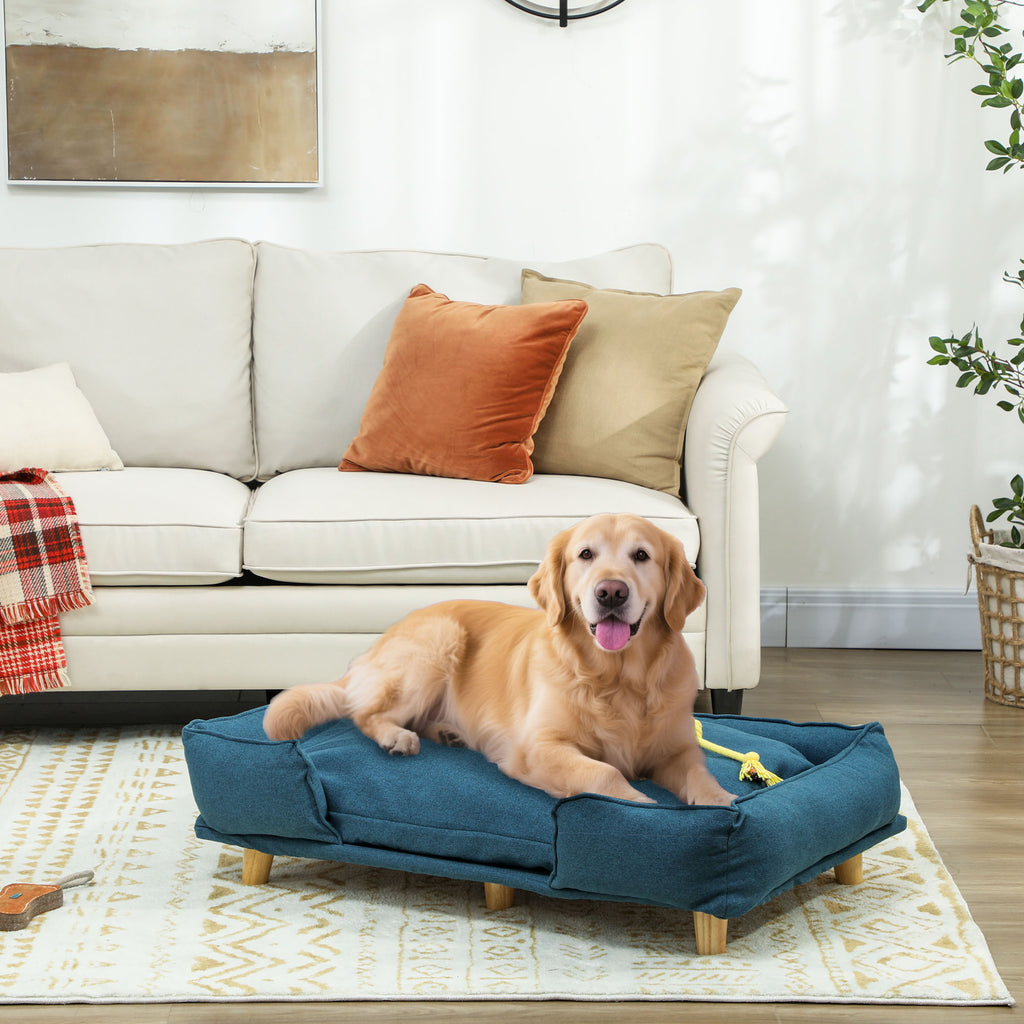 Hundecouch mit erhöhter Basis, Fichtenholzbeine, Fußschoner für grosse