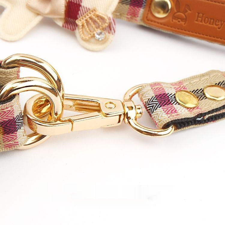Hundegeschirr 2er Set Klassisches Karo-Schleifchenhalsband