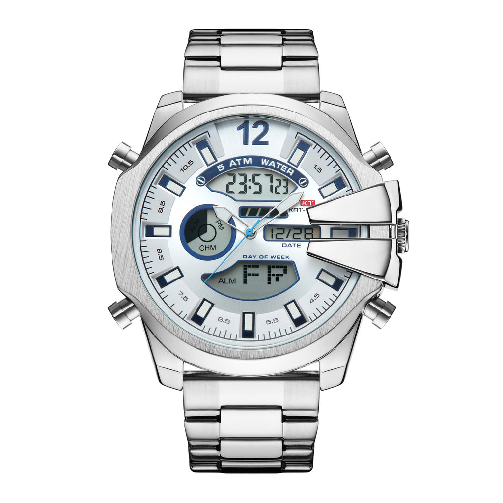 Sportliche Herrenuhr mit Doppel-Display