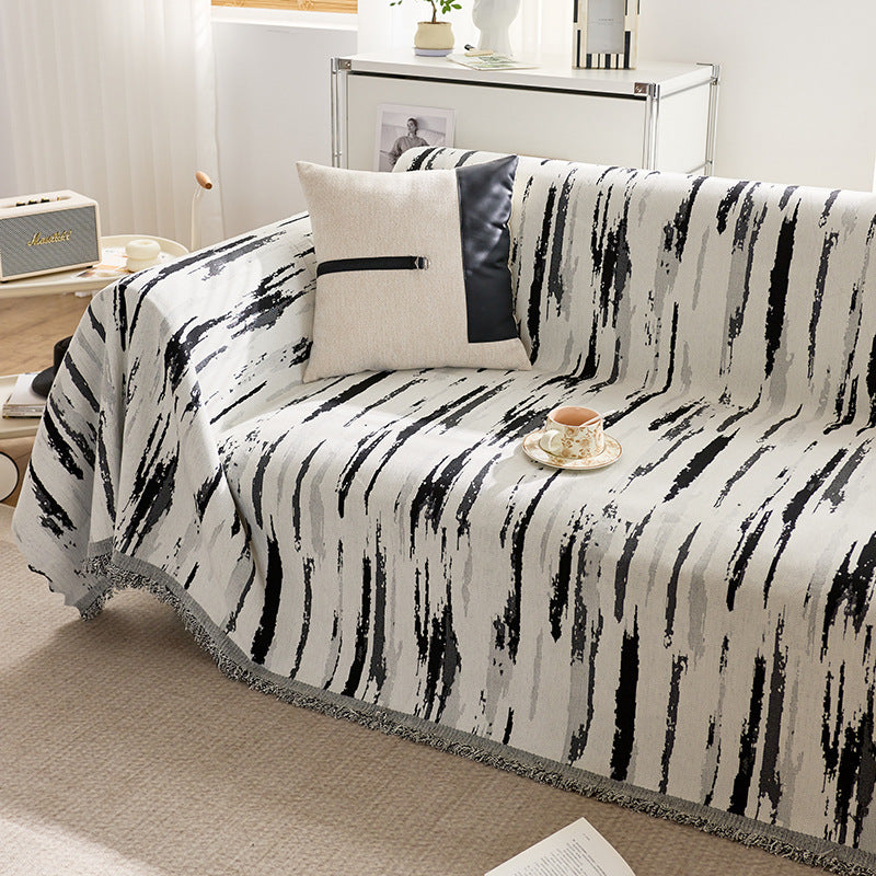 Chenille Sofaüberwurf «Schwarz-Weiss» – Bild 3 | LuxeStyle