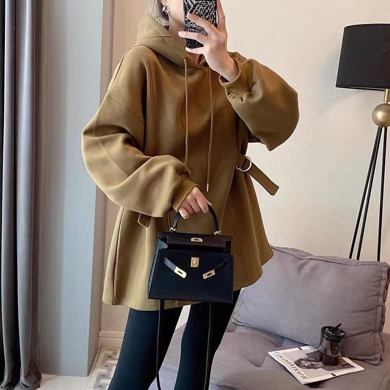 Unifarbenes Kapuzen-Sweatshirt mit Kordelzug