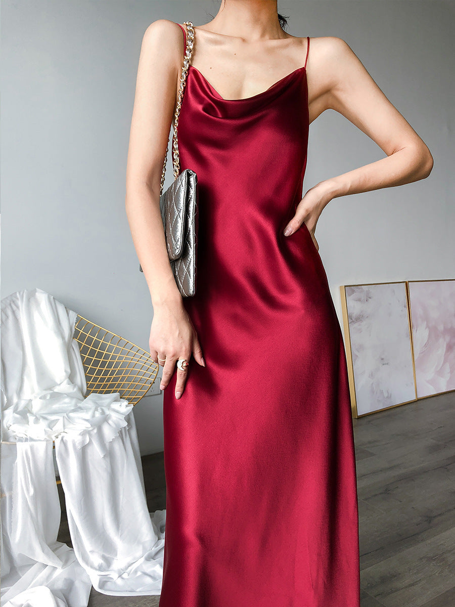 Satin-Trägerkleid aus Azetat – Bild 7 | LuxeStyle