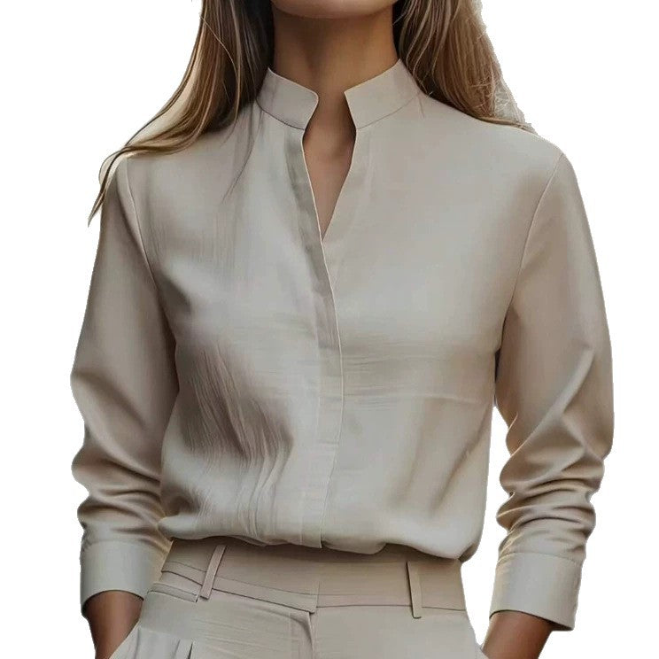 V-Ausschnitt Langarmshirt für Damen
