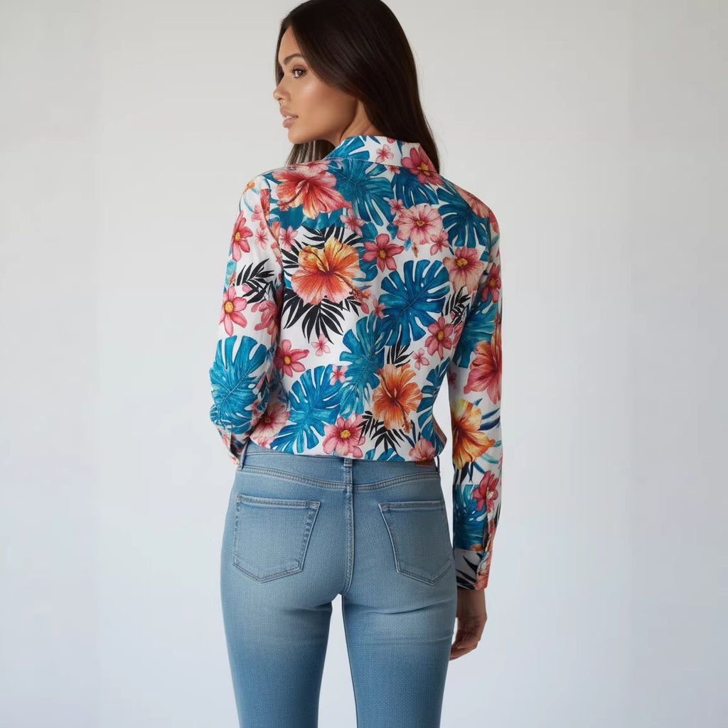 Elegante Langarm-Bluse mit Print – Bild 6 | LuxeStyle