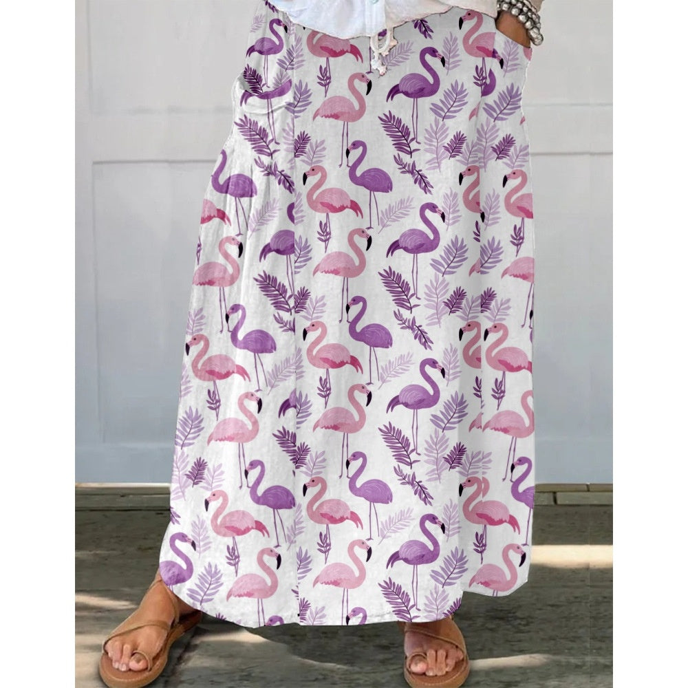 Damen Maxi-Jupe mit Print und Taschen