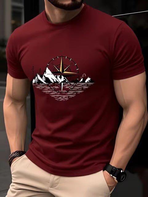 Retro-Kompass-Print-Shirt Herren