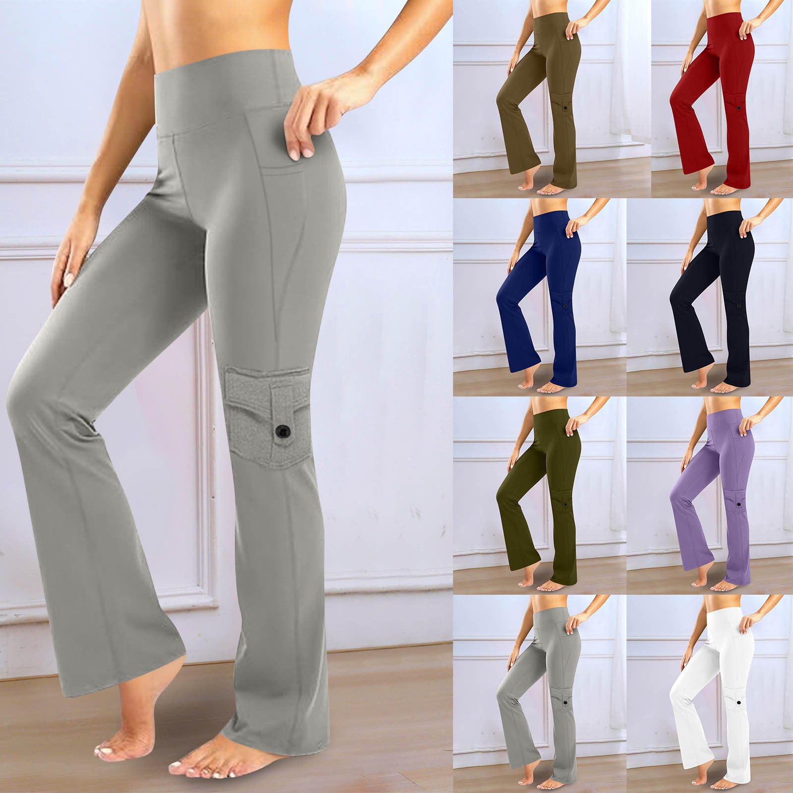 Atmungsaktive Sport-Leggings mit Knopf-Taschen