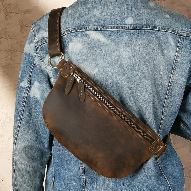 Brusttasche aus Vollleder, dunkelbraun – Ansicht 5