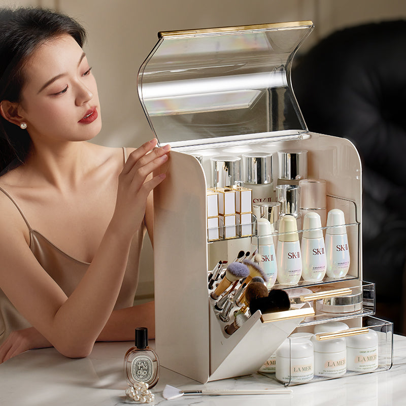 Kosmetikaufbewahrungsbox mit Pinsel- und Lippenstiftfach – Bild 5 | LuxeStyle