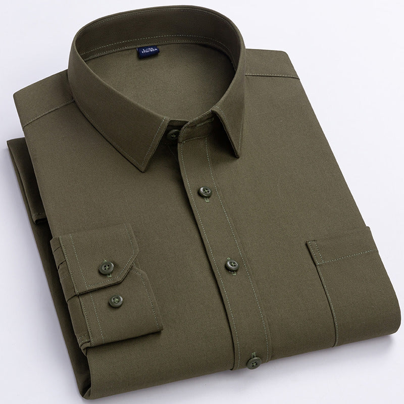 Khaki Langarmhemd für Herren – Bild 9 | LuxeStyle