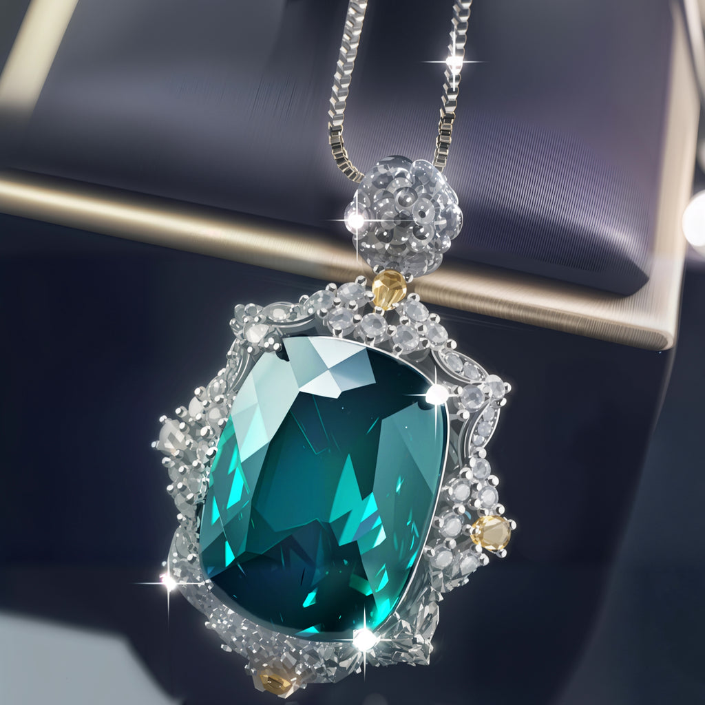Eleganter Smaragd-Halo-Anhänger, zweifarbig