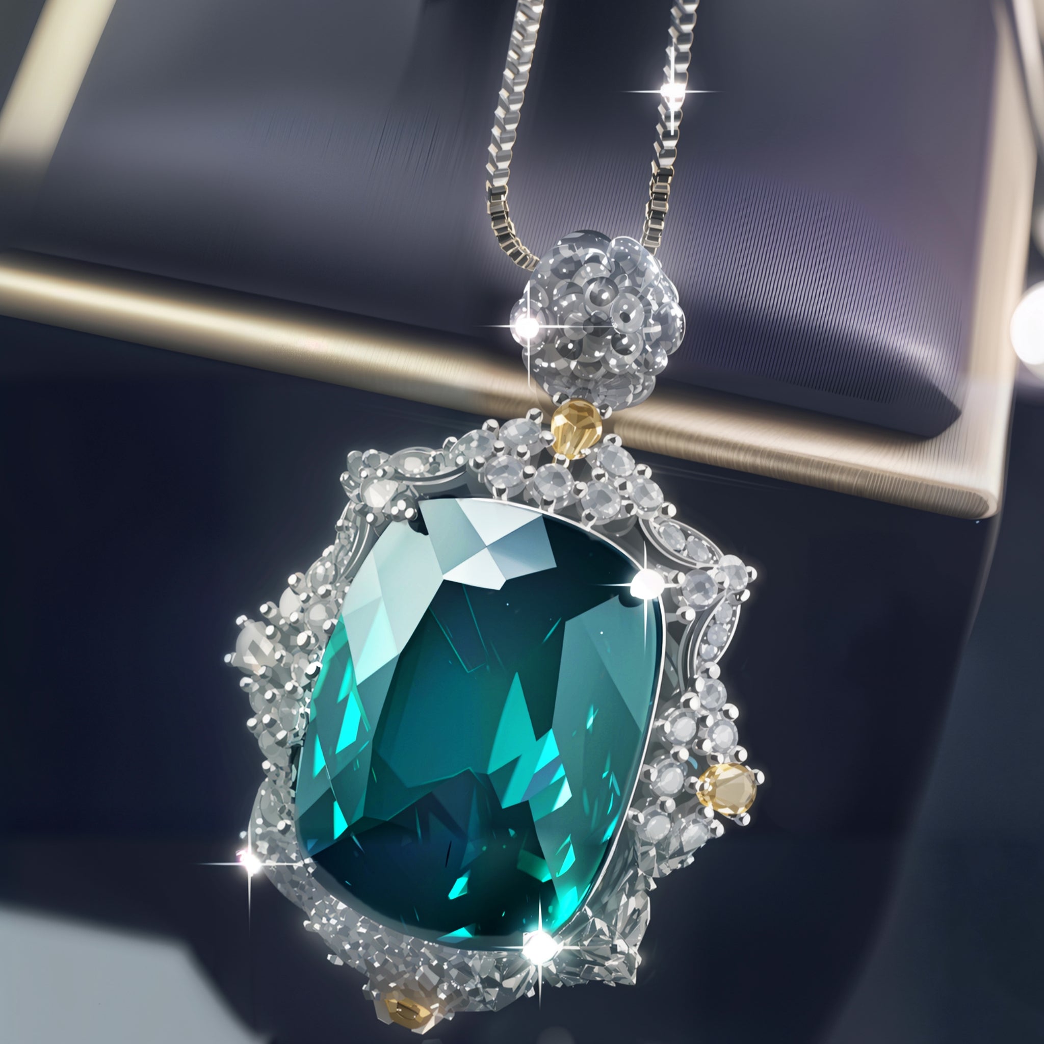 Eleganter Smaragd-Halo-Anhänger, zweifarbig