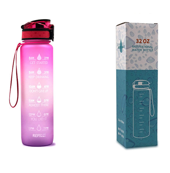 Motivierende Wasserflasche mit Zeitmarken, 1L, leckdicht