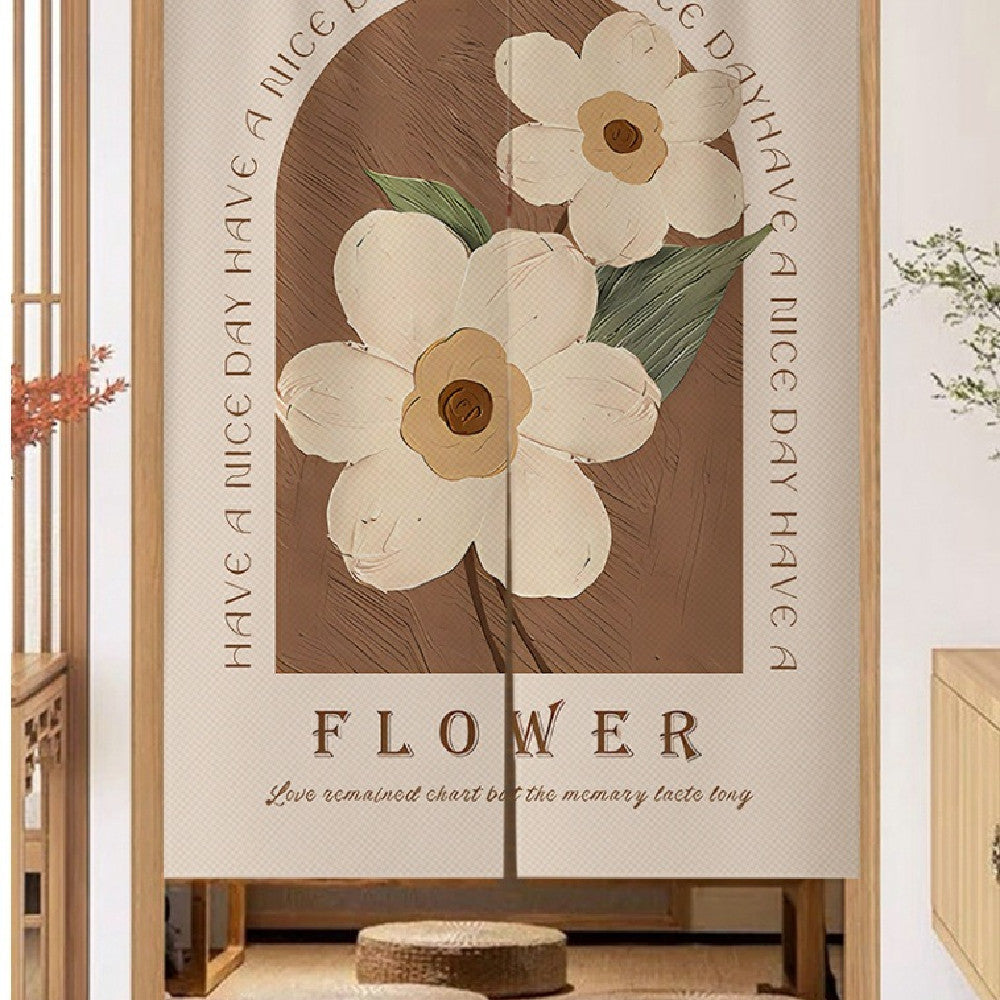 Cremefarbener Blumenvorhang für Badezimmer