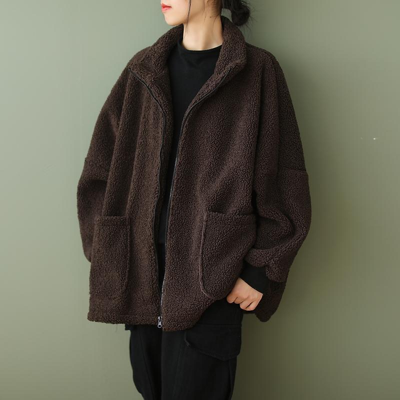 Lässiger Oversize-Mantel aus Lammfellimitat