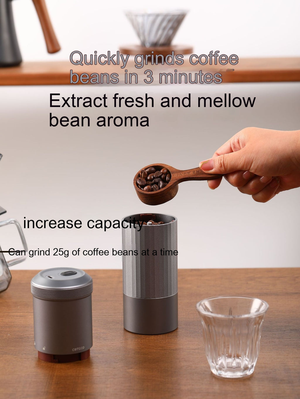 Kabellose Kaffeemühle mit USB-Ladefunktion